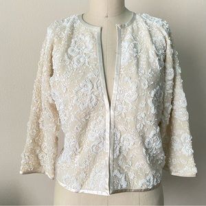 Vintage Cream Beaded Lace Jacket
